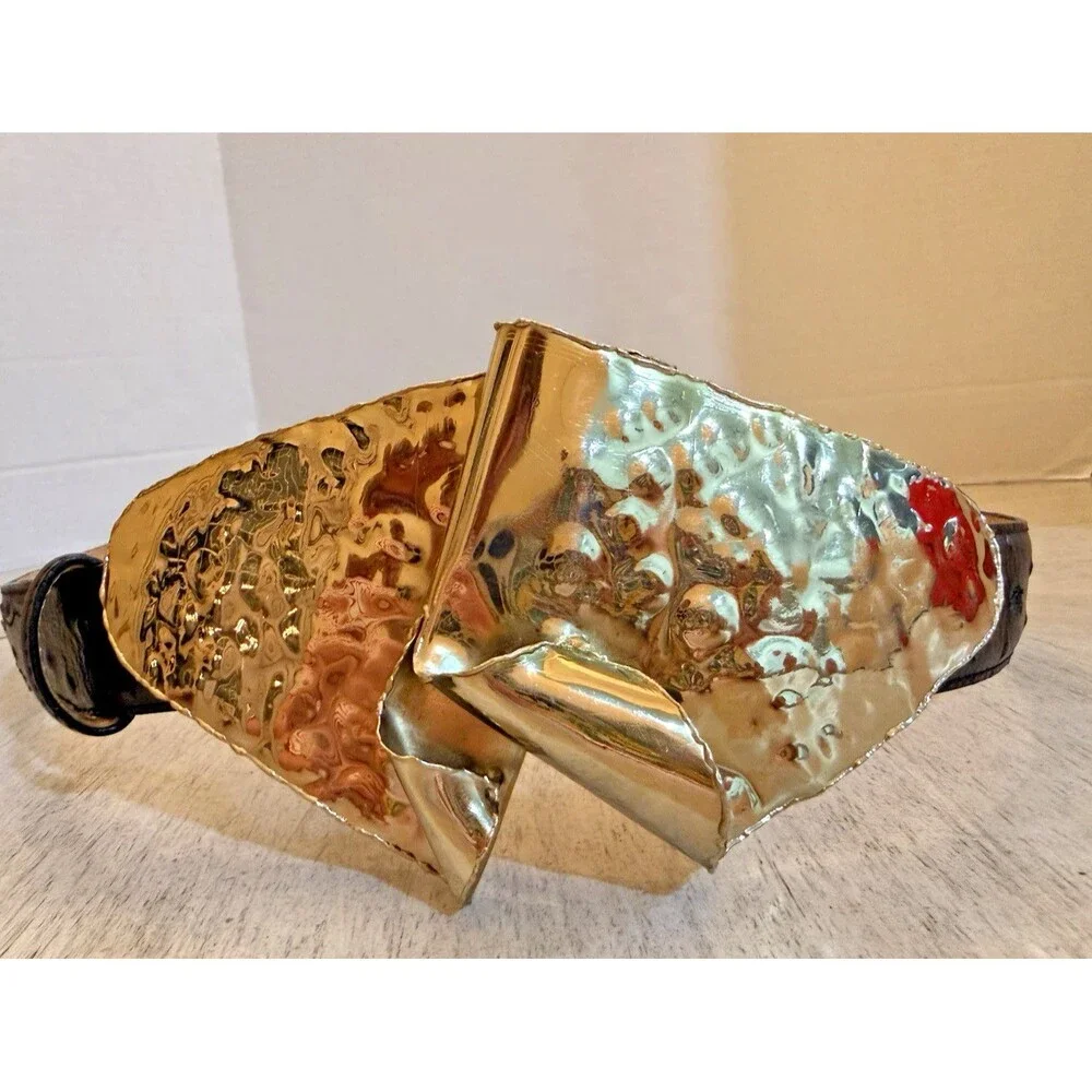 Vintage Frajo Ltd Artisan Modernist Brutalist Mixed Metals Large Belt Buckle